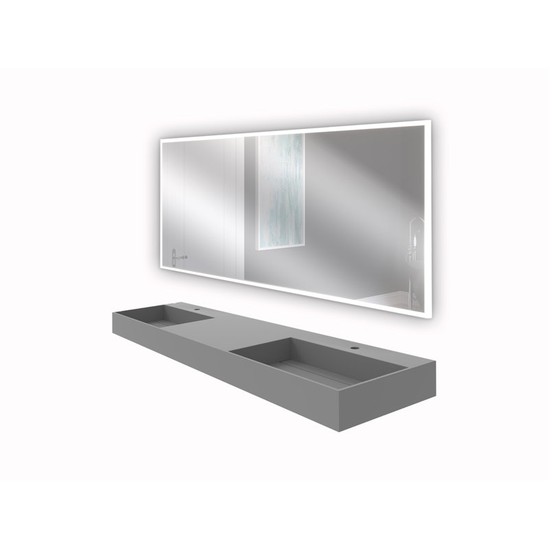 CastelloUSA Juniper 72" Solid Surface Wall Mount Modern Minimalist